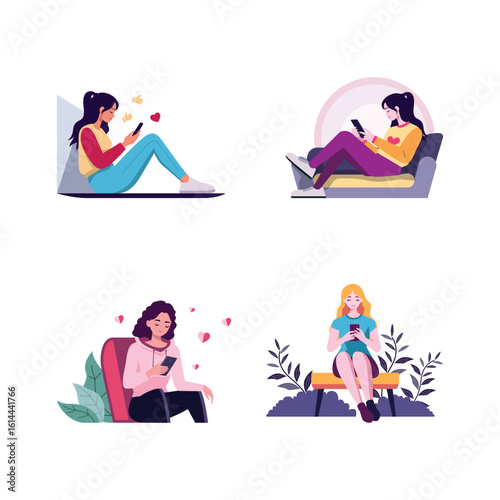 Casual Girl Browsing Phone Screen Relaxed-0