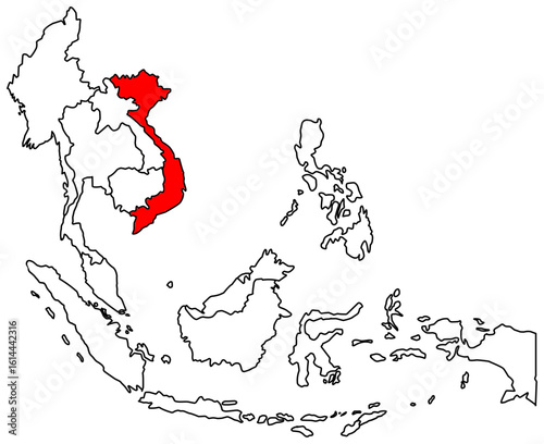 Tableau sur toile Vietnam map, ASEAN map highlights the country of Vietnam