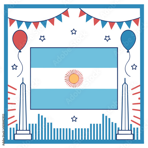 Argentinian independence day celebration card design