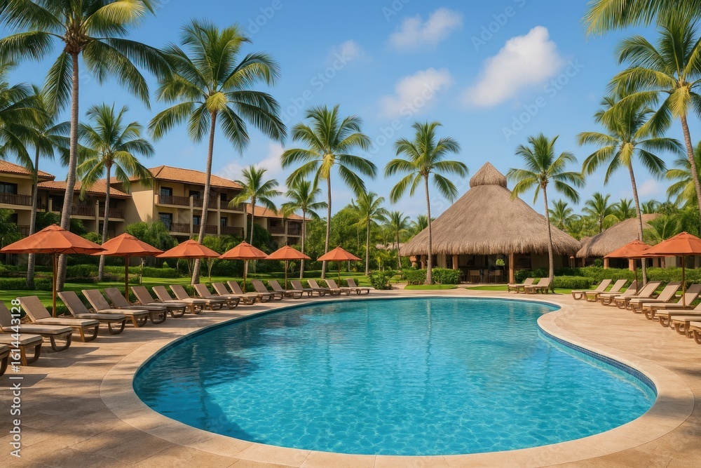 Fototapeta premium Tropical resort poolside relaxation