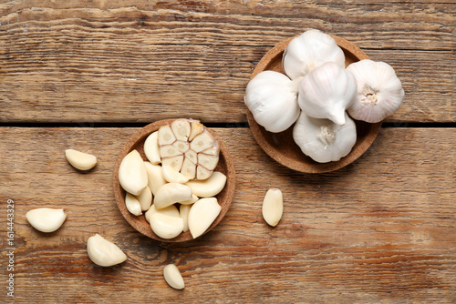 Fresh garlic bulbs and peel...