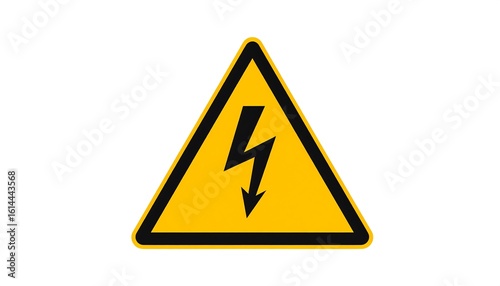 Yellow triangle warning sign with black lightning bolt