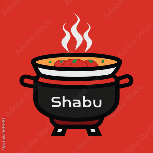 Korean shabu shabu hot pot illustration