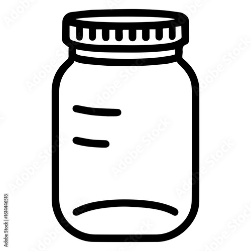 Mason jar with lid icon with transparent background in black and white style
