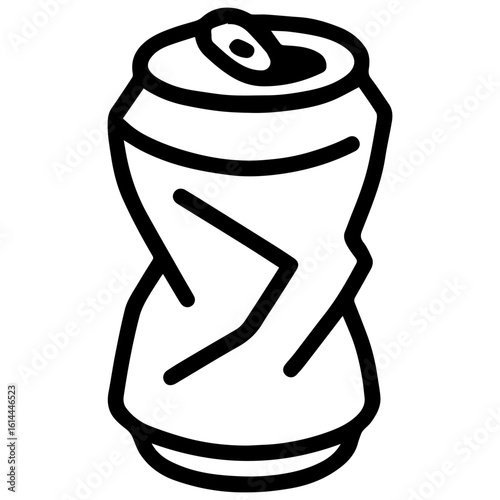 Aluminum can crushed icon with transparent background in black and white style
