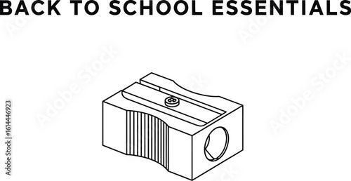 Line Drawing of a Simple Pencil Sharpener, a Back to School Essential for Students and Artists, Perfect for Educational Materials and Creative Projects
