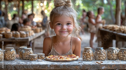 Eating pizza outdoors, celebration, family picnic  