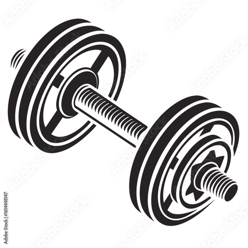 Minimalist black silhouette of a dumbbell for fitness and gym
