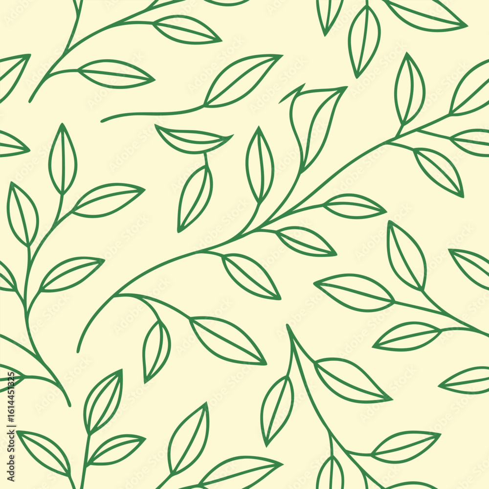 Naklejka premium Minimal botanical line art seamless pattern with sprout elements