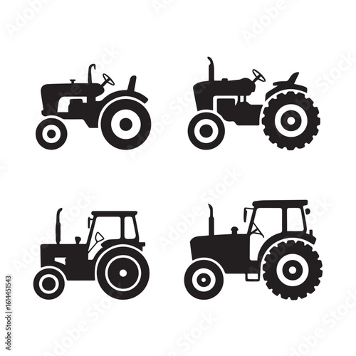Vintage and Modern Tractor Silhouettes – Farming Vehicle Vector Collection