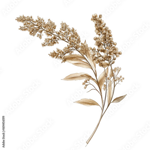 Delicate, light beige plant branch with feathery flowers