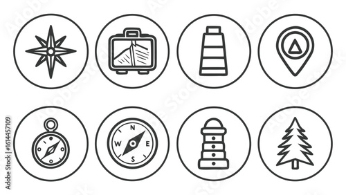 Camping and outdoor adventure icons set Winter  Equipment vector illustration
