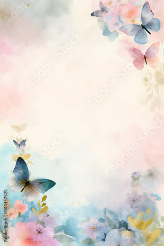 Watercolor Butterflies  Flowers.
