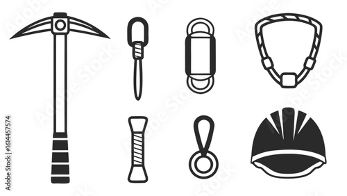 Camping and outdoor adventure icons set Winter  Equipment vector illustration