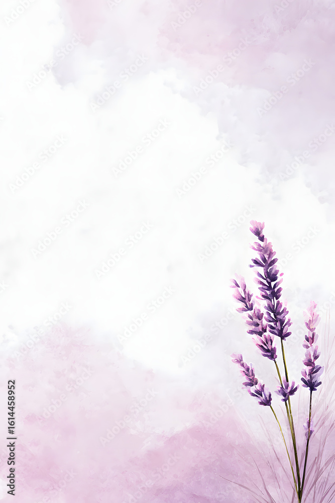 Obraz premium Lavender Flowers Watercolor Background.