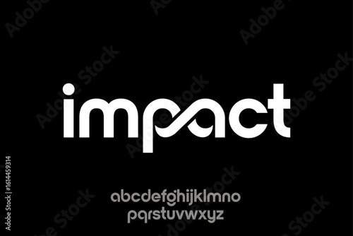 word of impact. modern minimalist clean alphabet font. lowercase bold typography vector illustration design	
