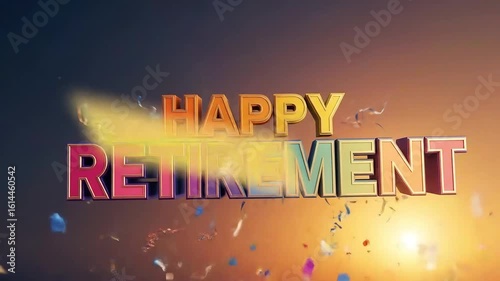 Celebrating Happy Retirement with Falling Confetti Animated Background