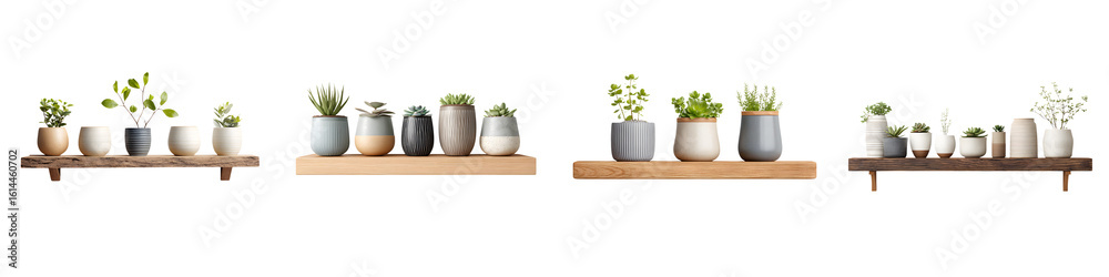 Fototapeta premium Succulents & Plants in Pots on Shelves Watercolor