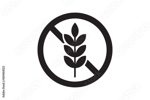 Gluten-free grain-free label silhouette vector art illustration on white background