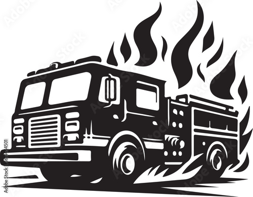 Fire Truck Silhouettes Vector