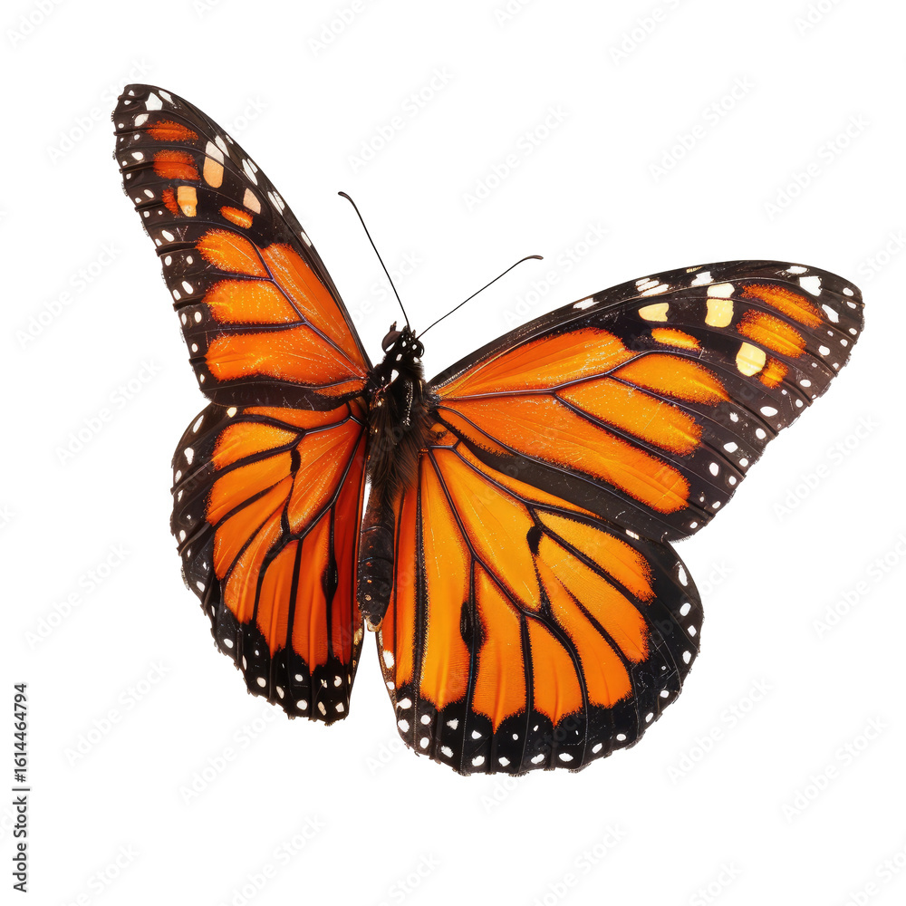 Fototapeta premium Orange monarch butterfly, wings spread