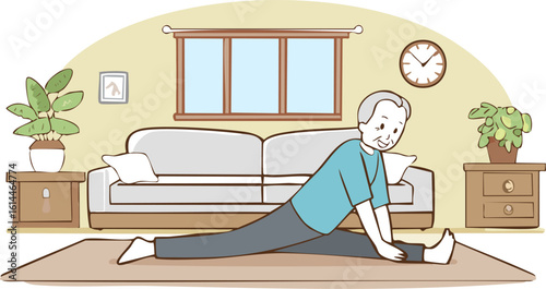 mature adult stretching routine physical activity healthy habits senior wellness active lifestyle home fitness program stretching exercises senior citizen health wellness retirement lifestyle healthy 
