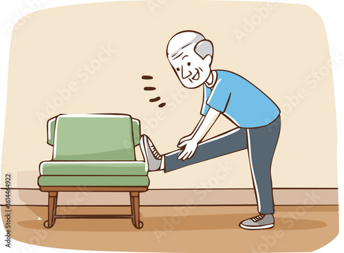 aging mobility improvement balance training gentle workout senior care leg stretch hamstring flexibility exercise staying active retirement health maintenance body therapeutic stretching daily