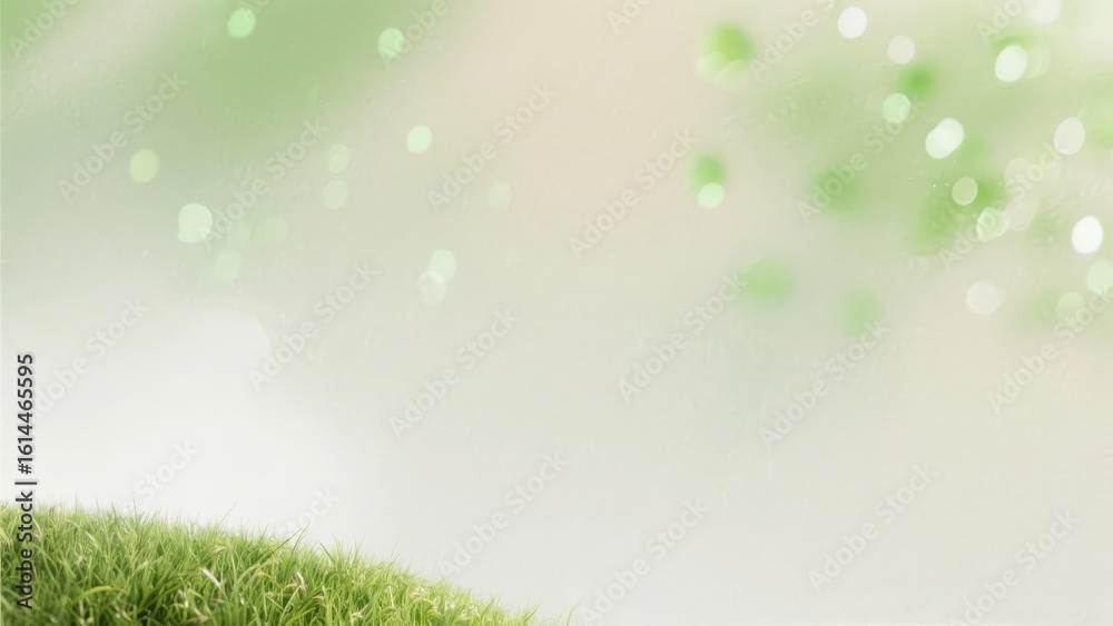 Fototapeta premium Green Grass Edge with Soft Bokeh Background