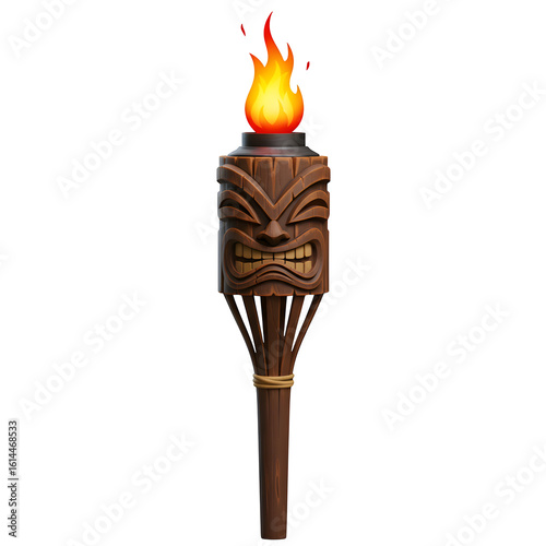 Fototapeta Naklejka Na Ścianę i Meble -  Tiki Torch 3d rendered, isolated on transparent background