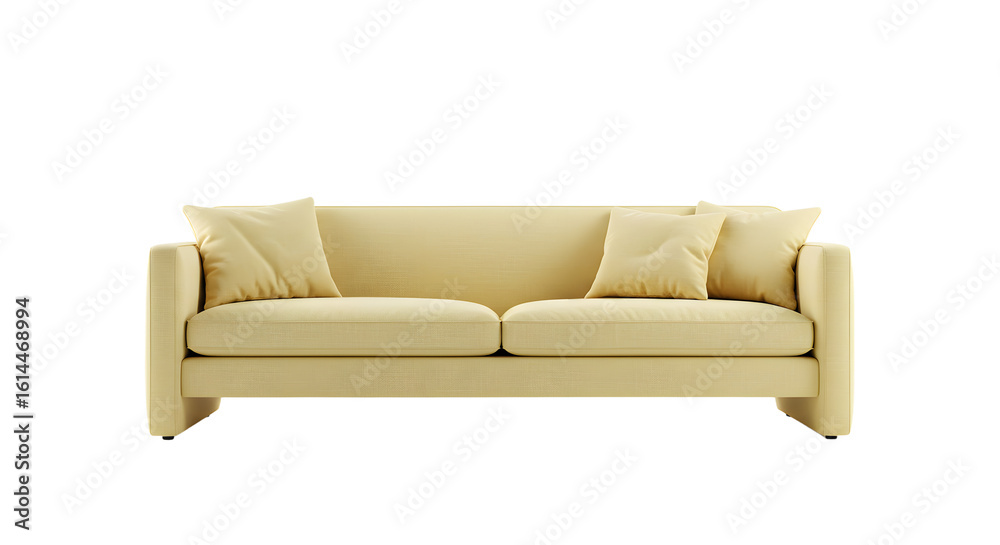 Obraz premium Elegant Light Beige Sofa with Cushions in Modern Living Room