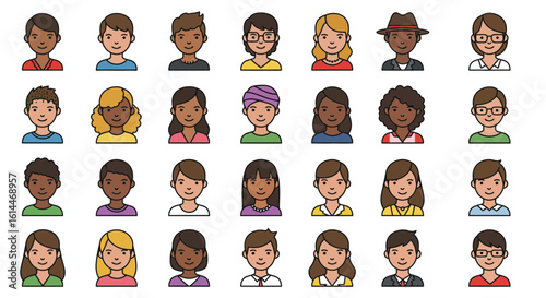 Diverse avatar vector set showcasing various characters with unique features