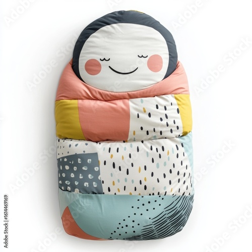 Cute Sleeping Bag Icon with Smiling Face Design