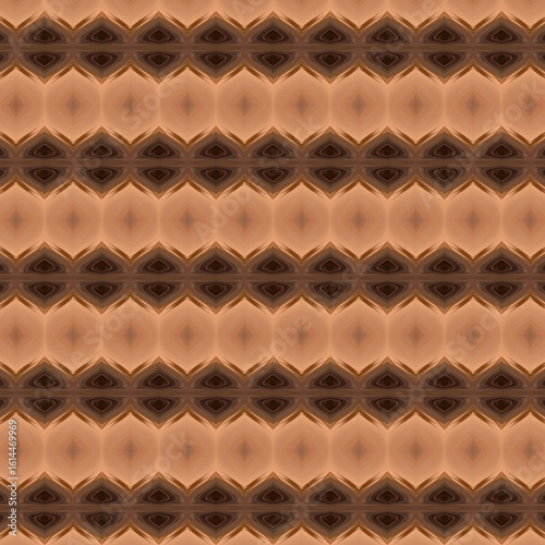 Seamless brown diamond-shaped abstract pattern with soft gradients and symmetry, ideal for textiles, wallpapers, or digital backgrounds. Pattern, Abstract, Symmetry, Seamless, Texture.