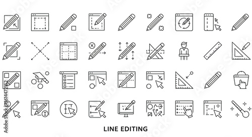 Line Editing Icon Set: A Collection of Design and Drawing Tools Illustration