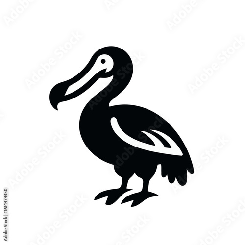 Dodo Bird Silhouette Icon Vector Isolated on White Background