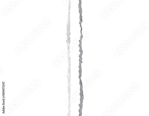 paper ripped line in centre clipping path vertical partition isolated on transparent png
