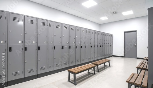 Empty locker room with benches