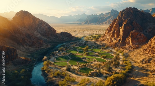 Desert valley golf course at sunrise