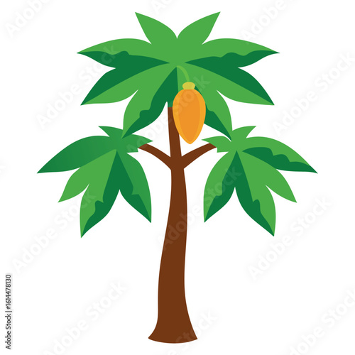 Tropical papaya tree illustration on a clean white background
