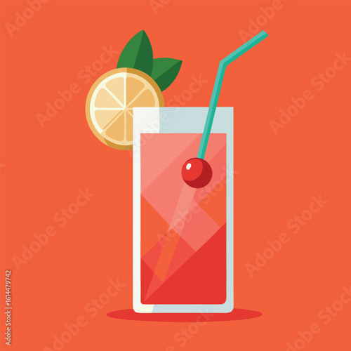 Vibrant realistic cocktail with ice and garnish