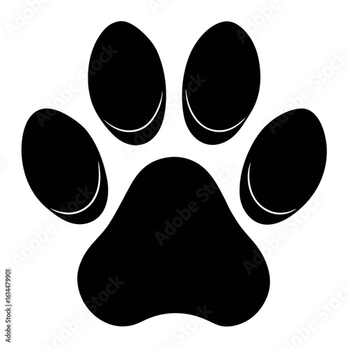 Realistic dog paw print outline for pet care and animal themes