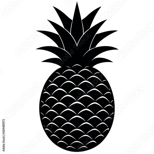 realistic-pineapple-silhouette-on-white-background.eps