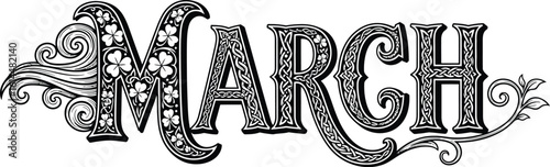 Elegant march month design with celtic knotwork and shamrocks for st patrick's day celebration