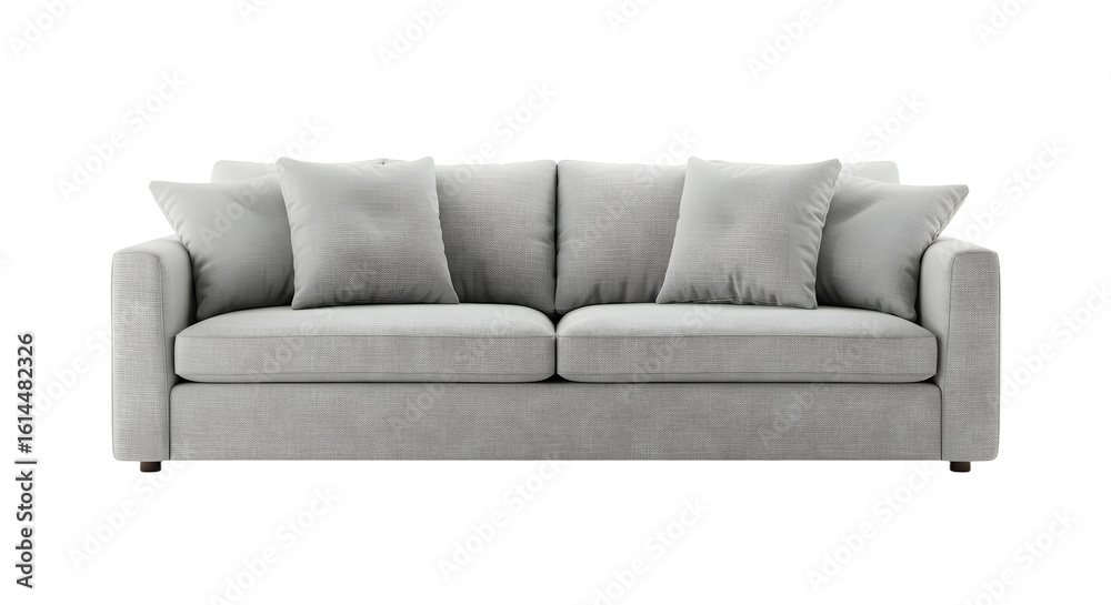 Elegant Light Gray Sofa with Cushions in Modern Living Room Elegant Light Gray Sofa with Cushions in Modern Living Room