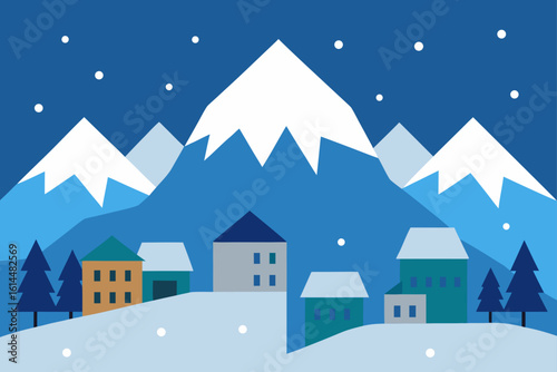 winter landscape with houses