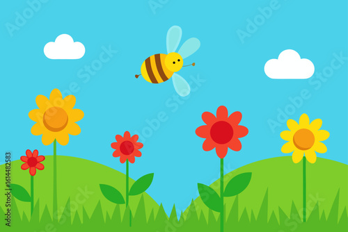 spring flowers and butterflies