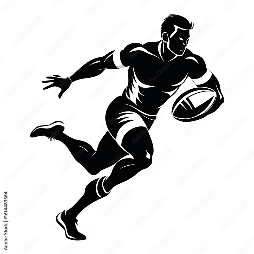 Naklejka premium silhouette-of-a-rugby-player-in-action--holding-th.eps