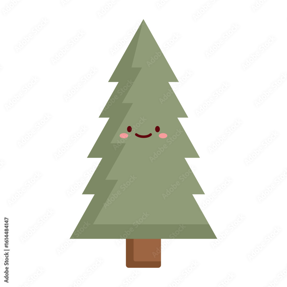 Fototapeta premium Green Pine Tree Flat Icon