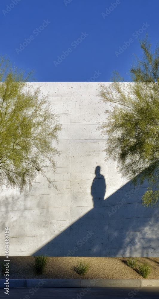 Fototapeta premium Shadowy figure against a light wall