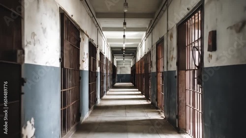 Empty prison corridor